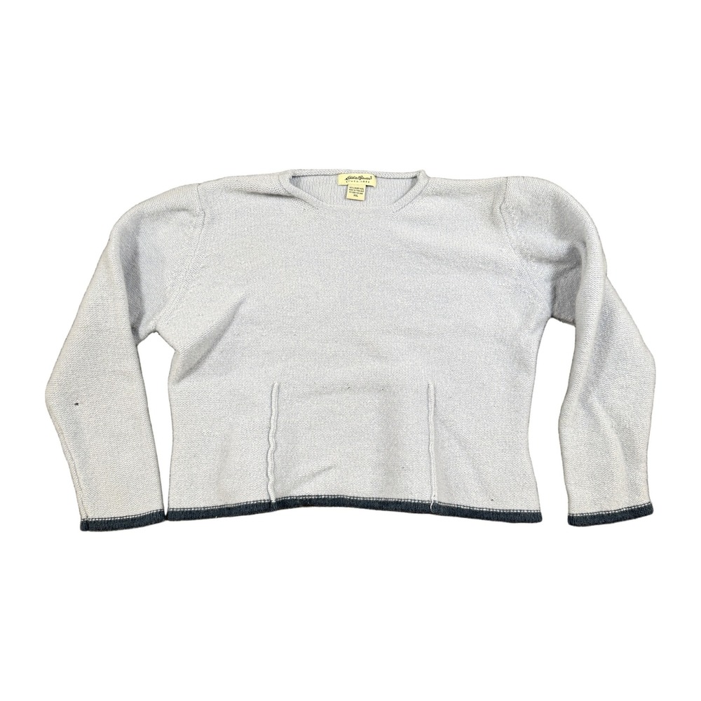 Eddie Bauer Womens XXL Light Blue 100% Lambs Wool Crew Neck Pullover Sweater